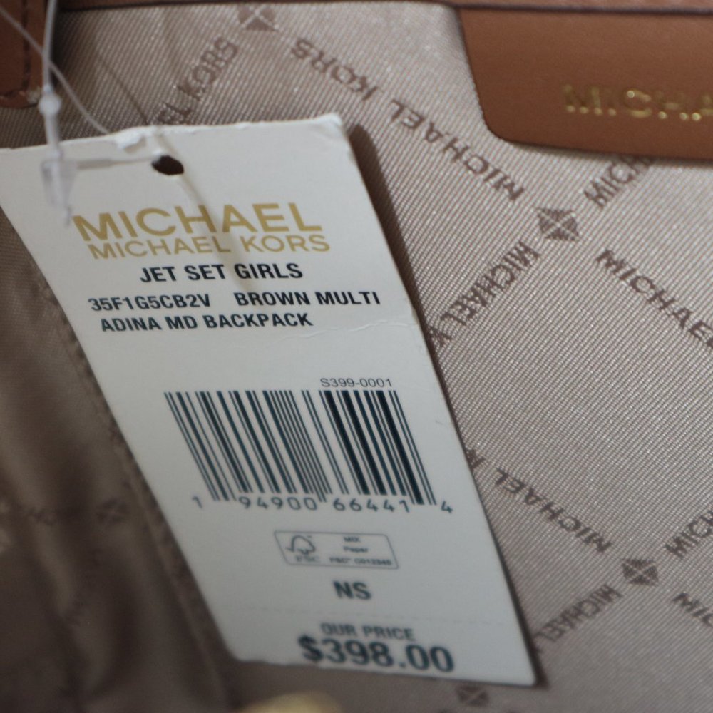 Michael Kors Adina Jet Set Girls Medium backpack MK Logo Brown Multi NWT$398.00 - Picture 11 of 14